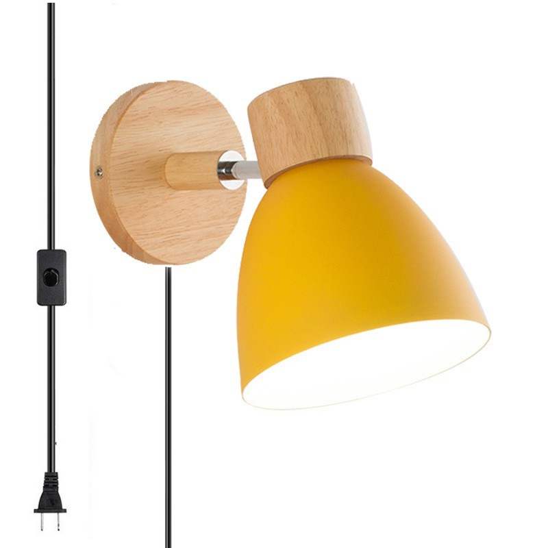 Nordic creative log bedroom bedside lamp